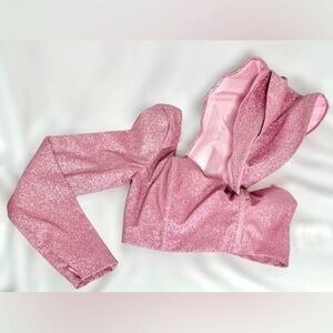 🅽🅴🆆 htf ASOS LUXE structured one shoulder top in pink glitter, size 6